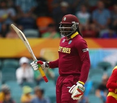 Chris Gayle hits 22nd ODI century against Zimbabwe at Canberra.