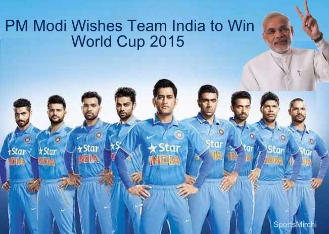 Indian Prime minister Narendra Modi wishes team India best of luck for 2015 cricket world cup.
