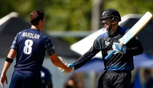 New Zealand beat scotland by 3 wickets in 2015 world cup pool A match.