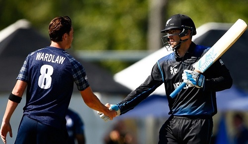 New Zealand beat scotland by 3 wickets in 2015 world cup pool A match.