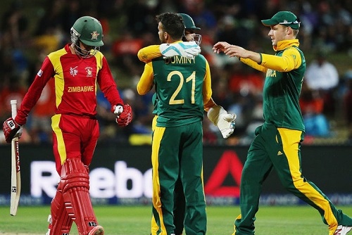South Africa won by 62 runs against Zimbabwe in 2015 cricket world cup.