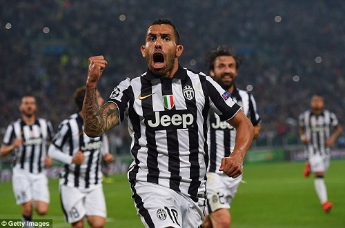 Tevez goal gives Juventus advantage against Real Madrid in UCL semi-final.