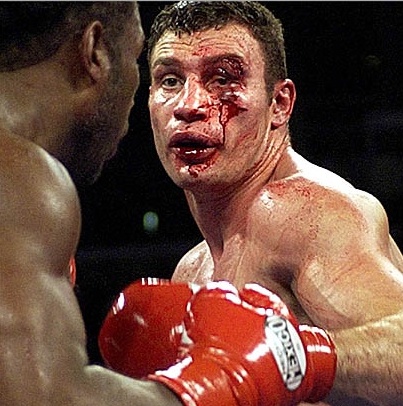 Lennox Lewis damaged Vitali Klitschko left eye.