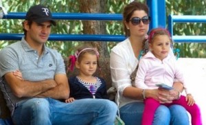 Roger and Mirka Federer with twin daughters Myla Rose and Charlene Riva.