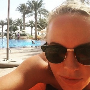 Caroline Wozniacki in pool party at Dubai