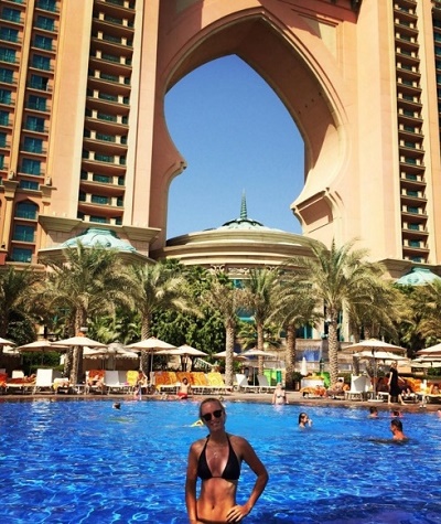 Caroline Wozniacki in pool party at UAE.