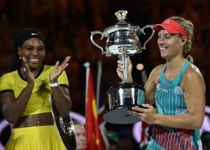 Serena claps for Angelique Kerber Australian Open 2016 win.