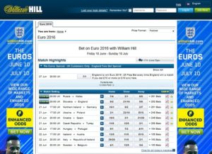 William Hill Euro 2016 betting.
