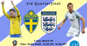 Sweden vs England Quarterfinal Live Stream, TV Channels 2018 world cup