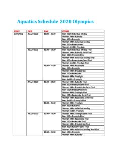 Olympics 2020 schedule