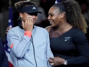 Serena Williams comforts crying Naomi Osaka after US Open final