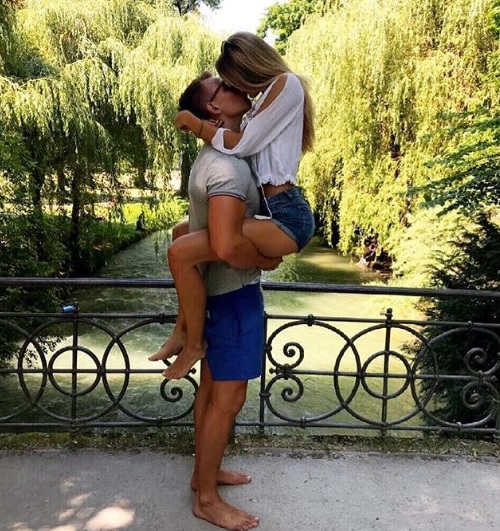 Alicia Schmidt kissing boyfriend Fredi Richter