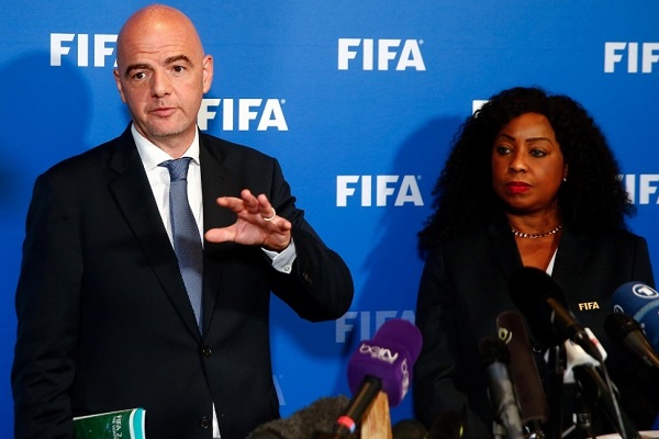 FIFA President Gianni Infantino and Secretary General Fatma Samoura