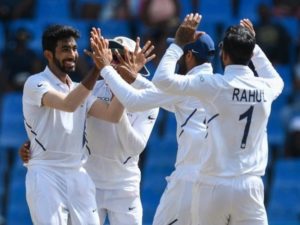 Jasprit Bumrah takes test cricket hat-trick against West Indies at Sabina Park