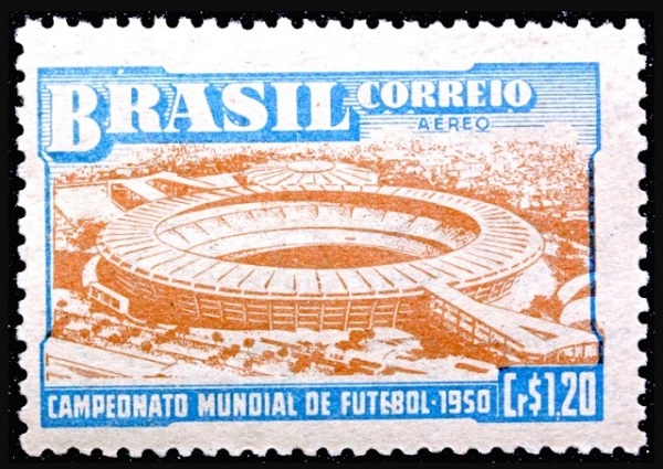 1950 Brazilian stamp promoting FIFA world cup