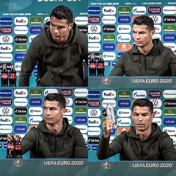 Cristiano Ronaldo removed Coca-Cola bottle during Euro 2020 press conference