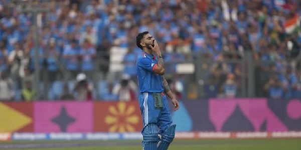 Virat Kohli scored hundred against New Zealand to become leading run scorer in ICC world cup